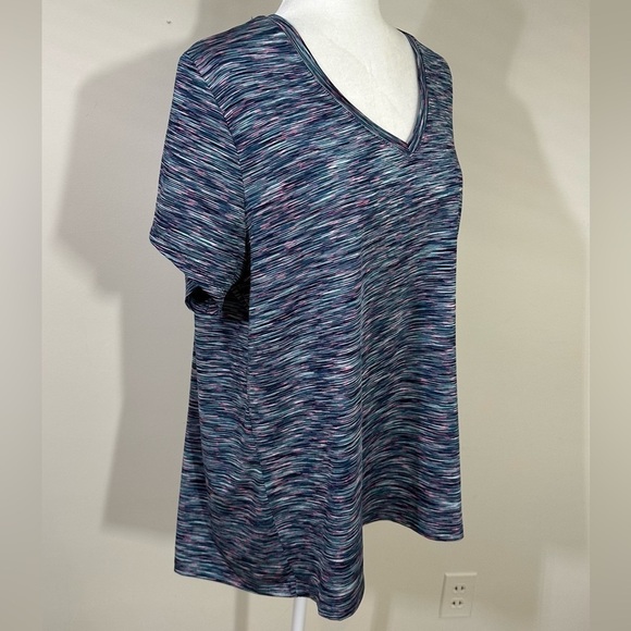 MTA Sports sz 1X athletic top in a blend of shades in a fine stripe design - Picture 1 of 14